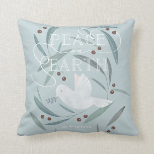 Coussin Paix sur Terre White Dove Blue Holiday