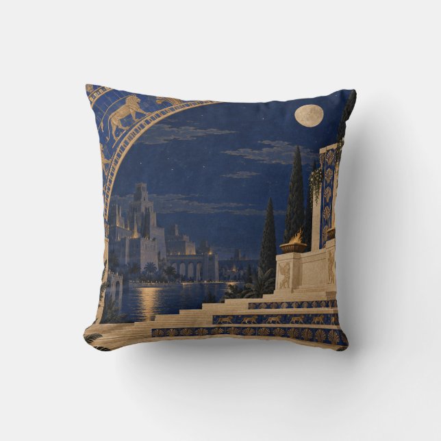 Coussin Palais Bleu Clair de Lune Arc Ornemental (Recto)