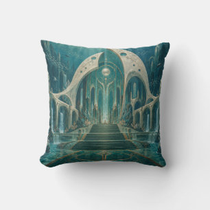 Coussin Palais sous-marin sarcelle Pearl Fantasy