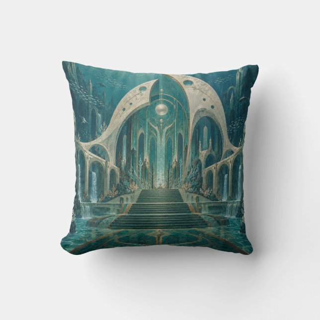Coussin Palais sous-marin sarcelle Pearl Fantasy (Recto)