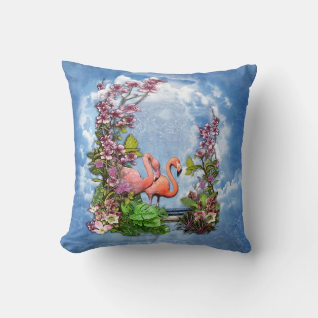 Coussin Palais Tropical Vintage de Marbre Bleu (Recto)