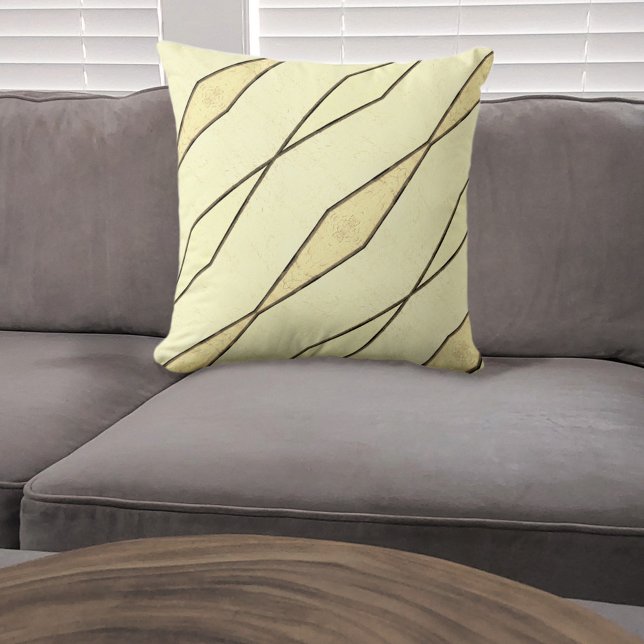 Coussin Pale Jaune et Noir Retro Grille moderne (Créateur téléchargé)