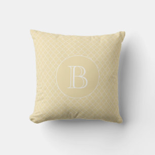 Coussin Pale Jaune Quatrefoil Motif Personnalisé Monogramm