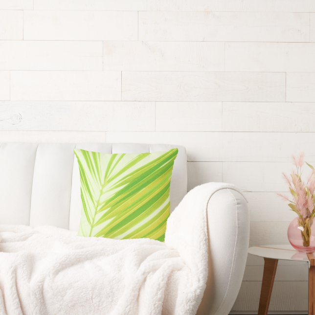 Coussin Pale Pastel Green Palm Tree Feuilles (Canapé)