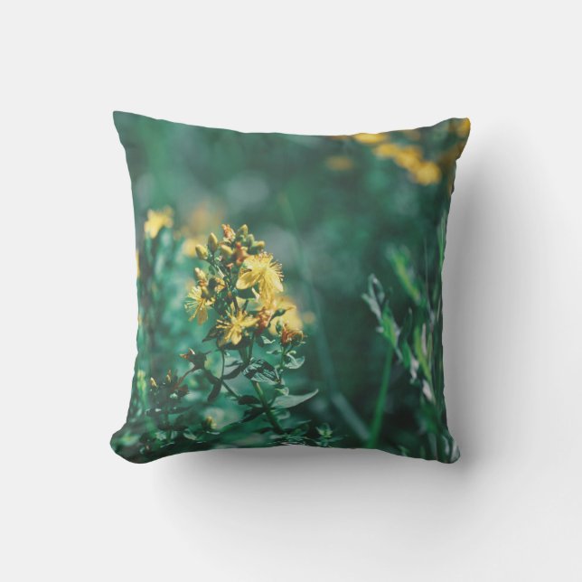 Coussin Pale Pastel Vert Jaune St. John's Wort (Recto)