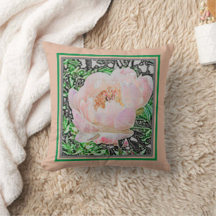 COUSSIN PÂLE ROSE ET PEACHY COLORED PEONY/DIGITAL EFFETS
