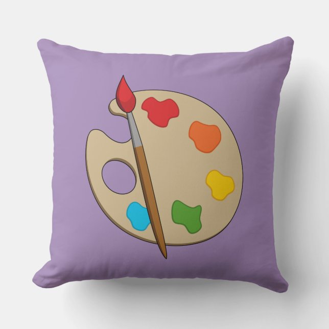 Coussin Palette Artiste avec pinceau (Recto)