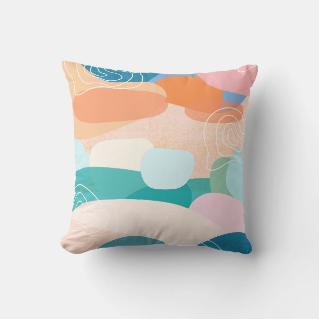 Coussin Palette de couleurs Sunset Abstraite de formes bio (Recto)