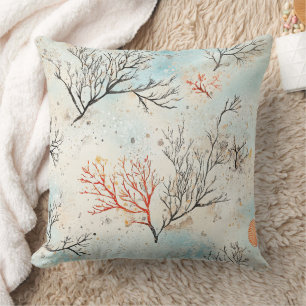 Coussin Palette de plage de luxe avec corail et vague océa