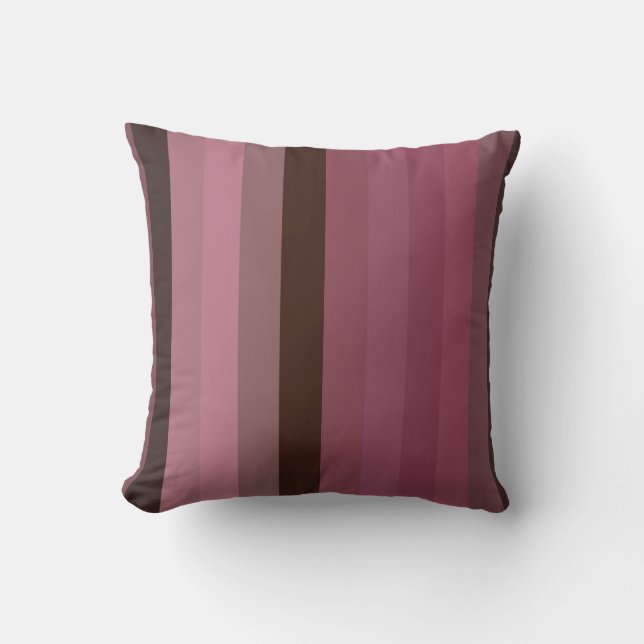 Coussin Palette de rayures douces Rose Poussiéreux et Brun (Recto)