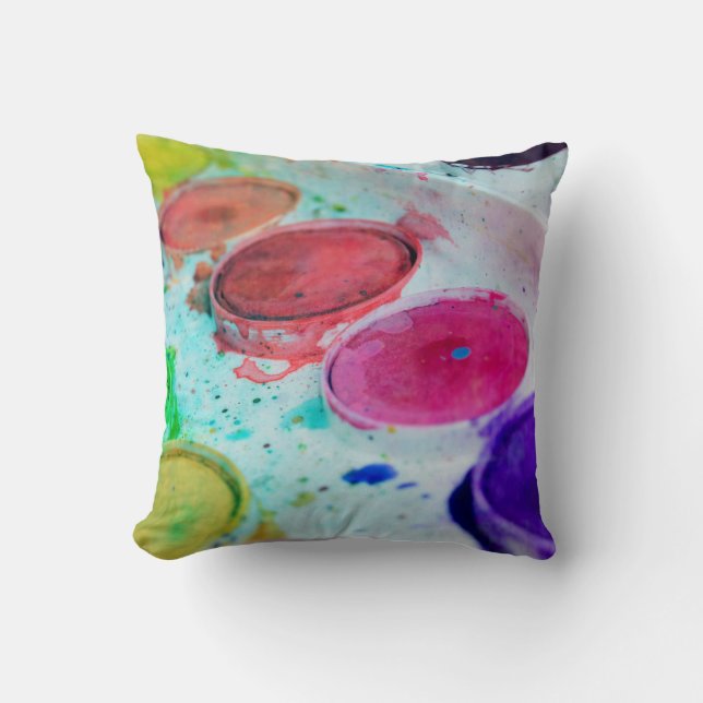 Coussin Palette Peinture à aquarelle multicolore Artistes (Recto)