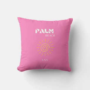 Coussin Palm Beach, Art Voyage, Preppy, Rose