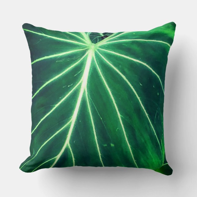 Coussin Palm Leaf, feuillage tropical, forêt tropicale (Recto)