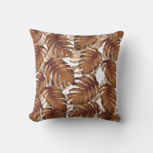 Coussin Palm Monstera Motif sans couture. Tropi blanc oran
