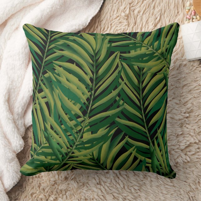Coussin Palm noir et vert Feuille esthétique (Couverture)