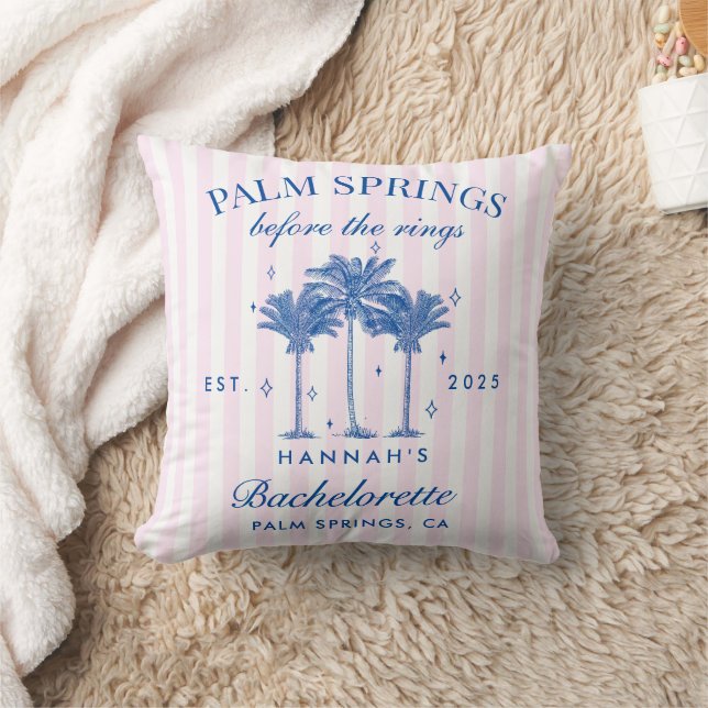 Coussin Palm Springs Avant Les Anneaux Bachelorette Bleue (Couverture)