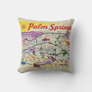 Coussin Palm Springs Carte Rétro Pillow