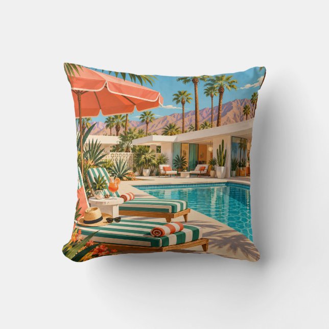 Coussin Palm Springs Poolside Retro Mid Century (Recto)