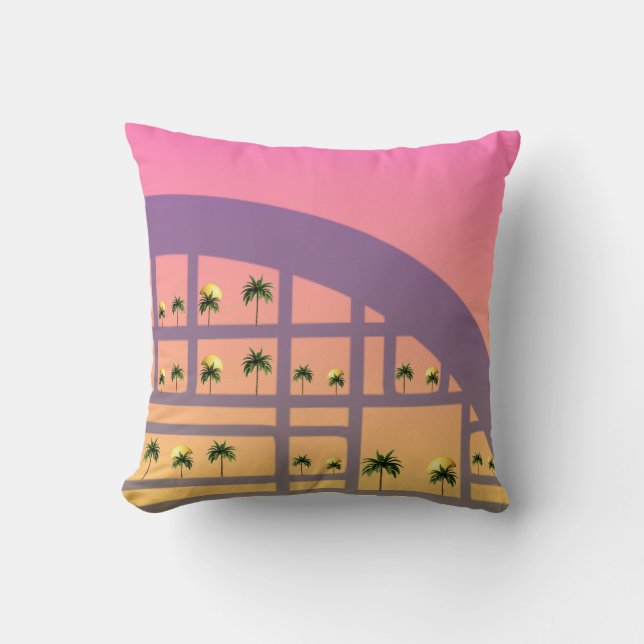Coussin Palm Sunset Pattern Throw Pillow 16" x 16" (Recto)
