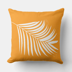 Coussin Palm Tree Leaf Orange Coastal Beach Art Tropical