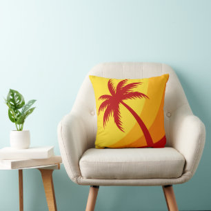 Coussin Palm Tree - Plage Retro Couleurs tropicales d'été