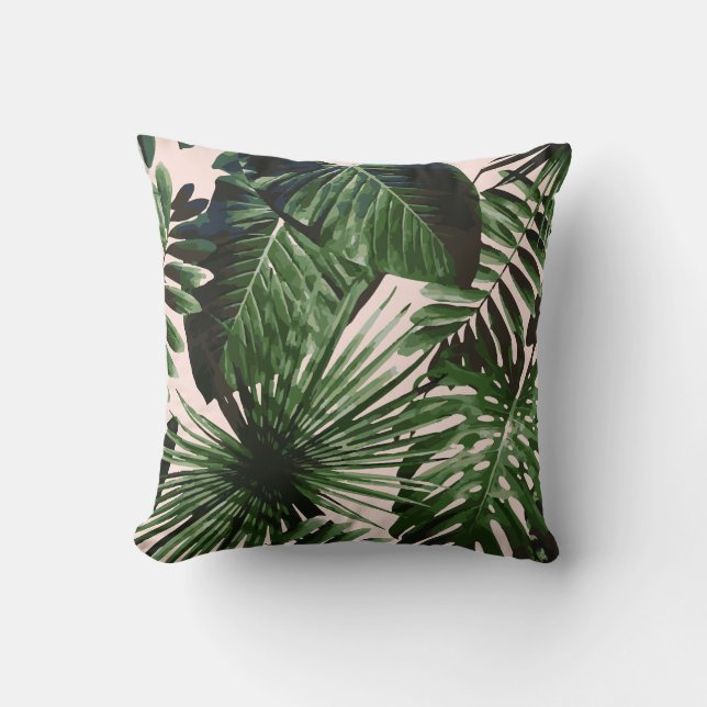 Coussin Palm Tree Tropical Cushion Peach (Recto)