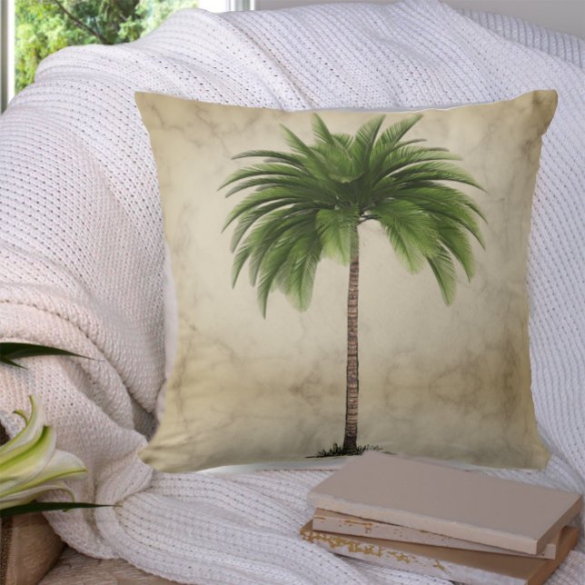 Coussin Palm Tree Vintage Tropical Élégant (Créateur téléchargé)