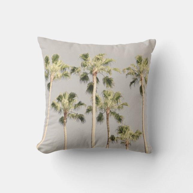 Coussin Palm Trees Beach Design 288 Pewter Green Color (Recto)