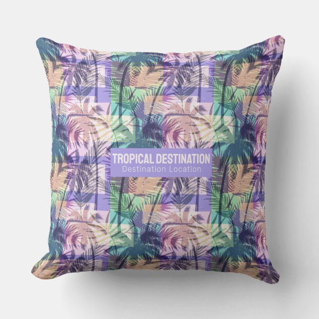 Coussin Palm Trees Motif texte personnalisé (Recto)