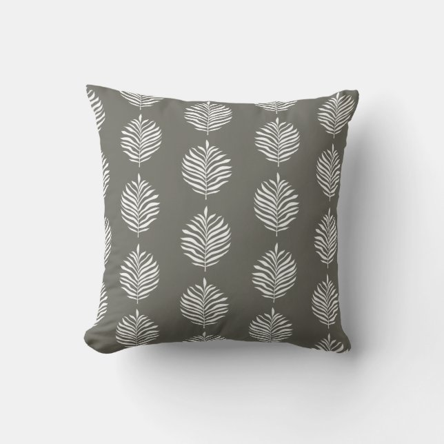 Coussin Palme Côtière Feuille Motif Dusty Olive (Recto)