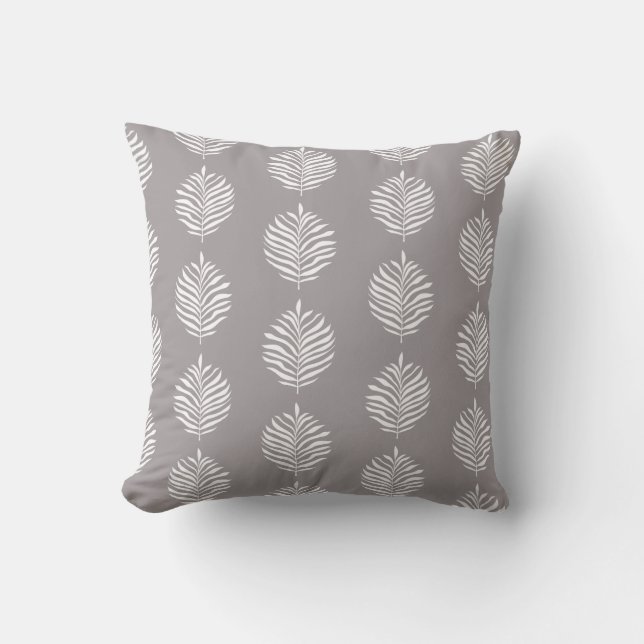 Coussin Palme Côtière Feuille Motif Gris Gris Gull (Recto)