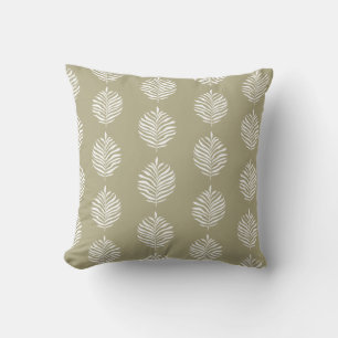 Coussin Palme Côtière Feuille Motif Olive Misty