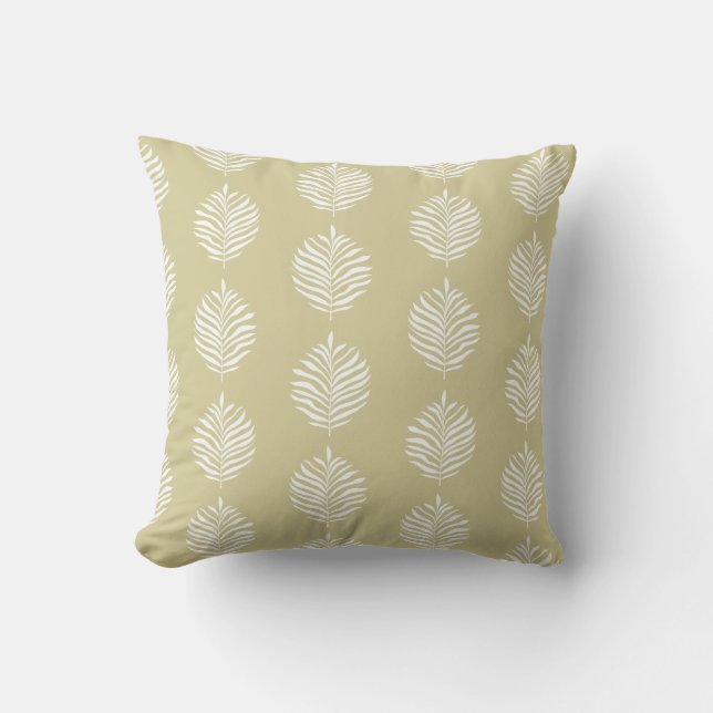 Coussin Palme côtière Motif feuille Dusty Jaune (Recto)