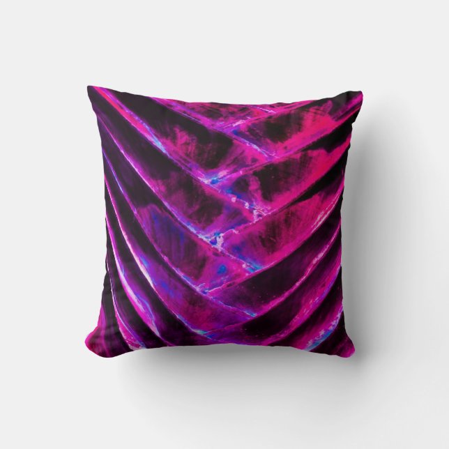 Coussin Palme de voyageur coloré Magenta Vibrant (Recto)