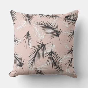 Coussin Palmes Noir Blanc Tone Rose