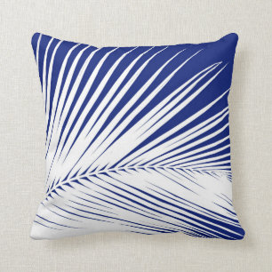 Coussin Palmette - bleu marine et blanc