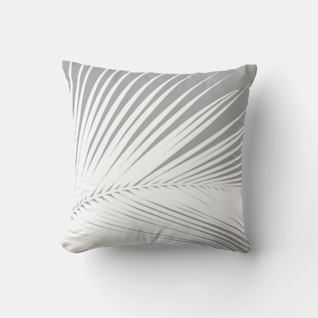Coussin Palmette - gris et blanc (Recto)