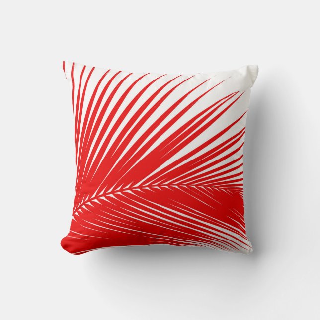 Coussin Palmette - rouge de corail et blanc foncés (Recto)