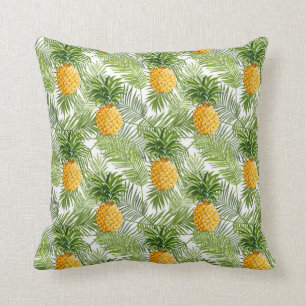 Coussin Palmettes et ananas tropicaux