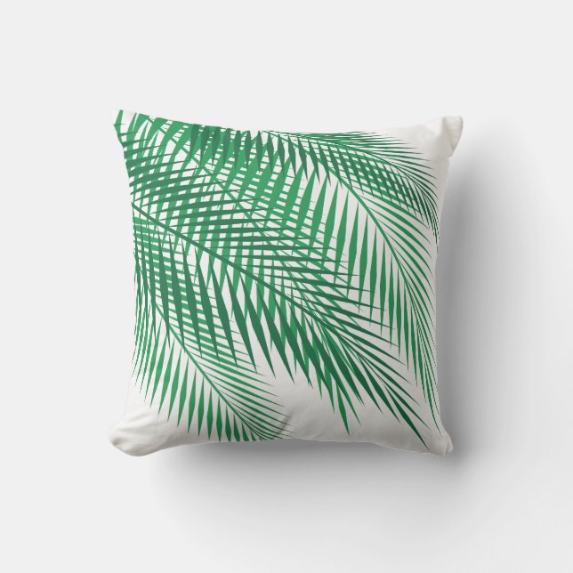 Coussin Palmettes tropicales sur le blanc - extérieur (Recto)