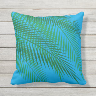 Coussin Palmettes tropicales sur le ciel bleu - extérieur