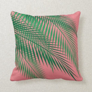 Coussin Palmettes tropicales sur le ciel de corail