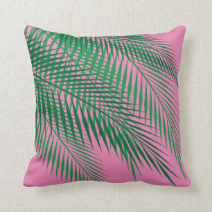 Coussin Palmettes tropicales sur le ciel rose