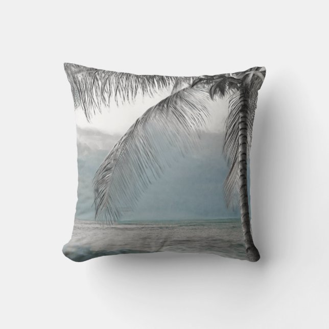 Coussin Palmier blanc Cocotier Paradis de plage élégant (Recto)