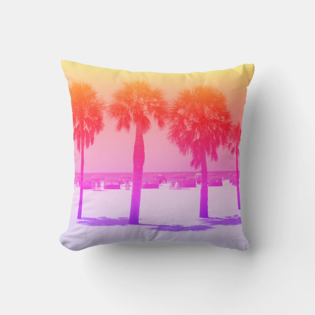 Coussin Palmier couleur Pastel rétro (Recto)