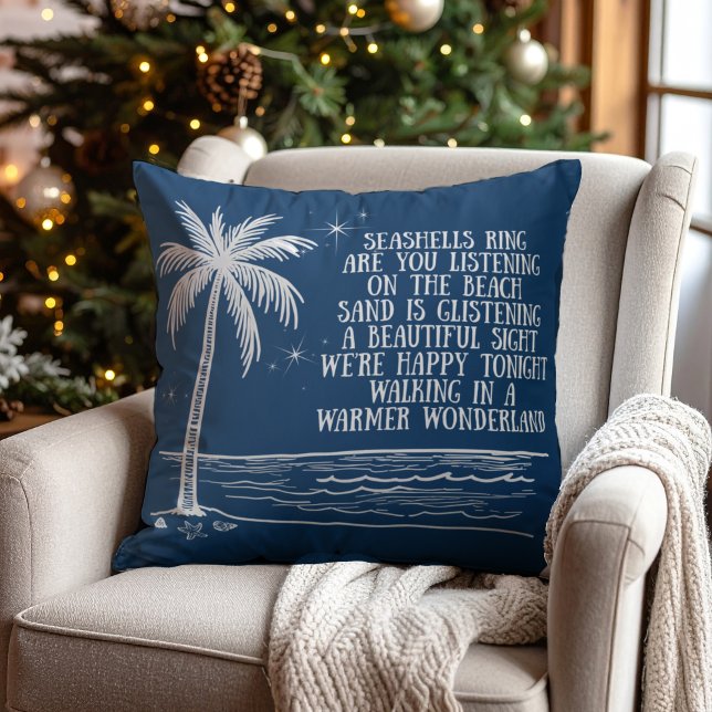Coussin Palmier de la plage de Noël Wonderland plus chaud (Créateur téléchargé)