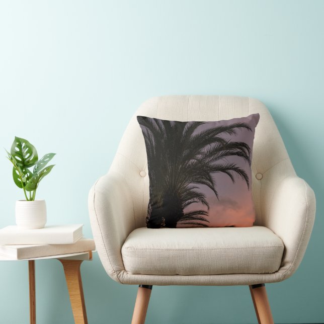 Coussin Palmier du coucher de soleil des Caraïbes rose vio (Chaise)