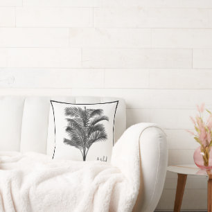 Coussin Palmier moderne noir blanc personnel