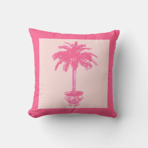 Coussin Palmier pointillé - nuances de corail rose