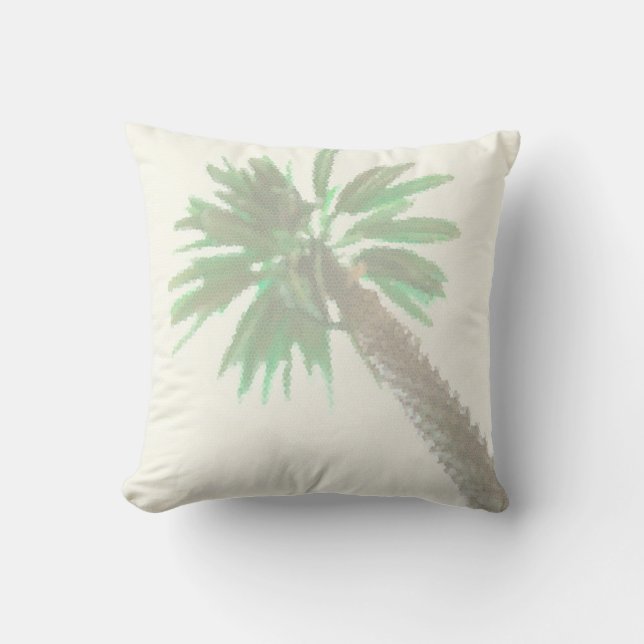 Coussin Palmier Stylisé Pastel Green Tropical (Recto)